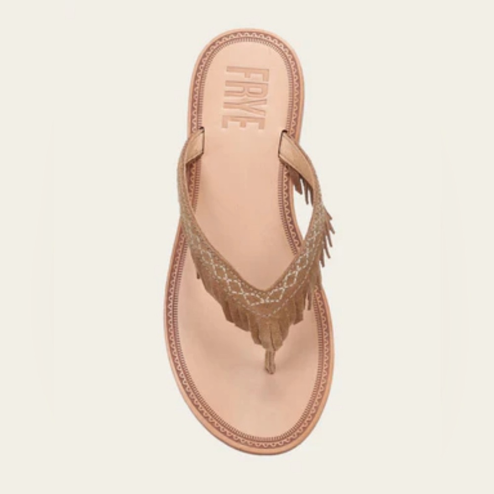 Frye Tan Leather Fringe Sandals - Picture 2 of 12
